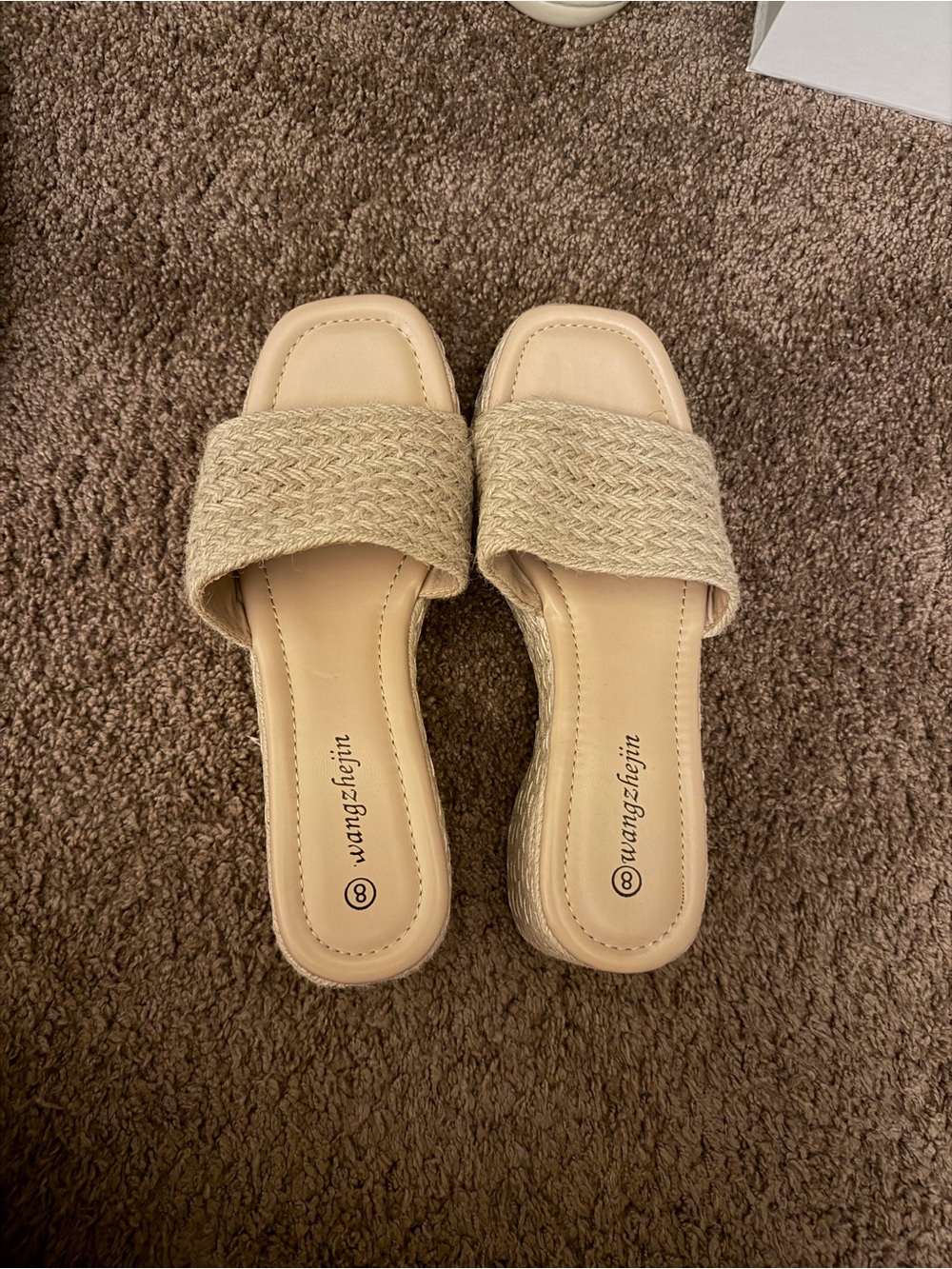 Beige Braided Slide Sandals for Women